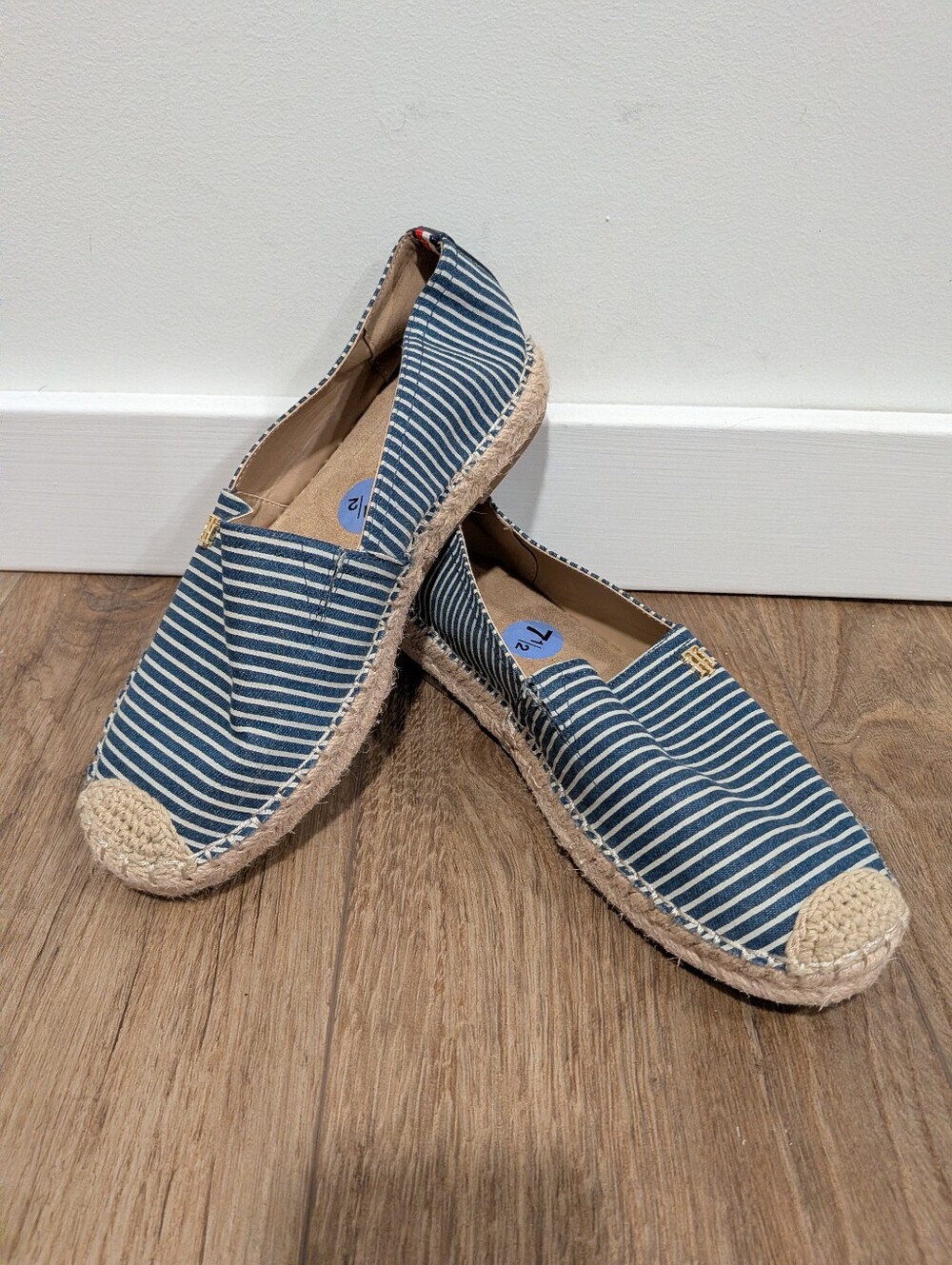 Tommy Hilfiger Navy & White Striped Espadrille Flats